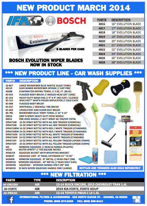 New March Product Flyer International Filters